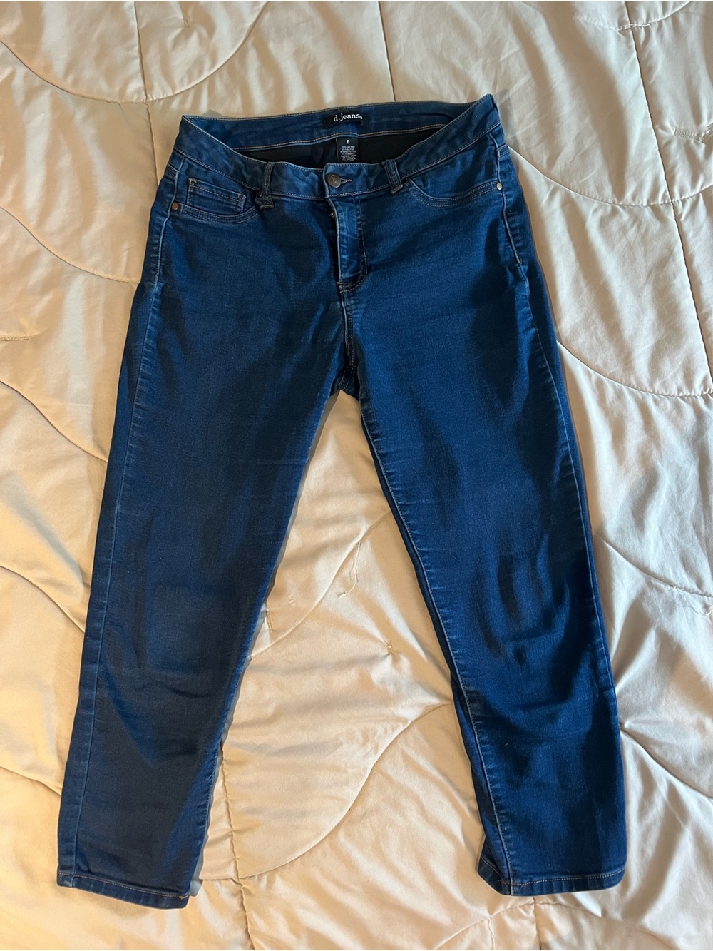 d.jeans Navy Blue Stretch Denim Jeans Capris
